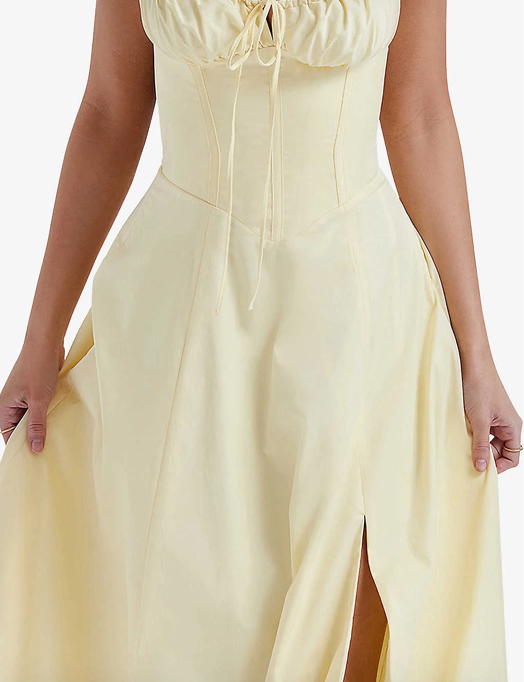 Carmen Gathered-cup Stretch Cotton-blend Midi Dress 7 Carmen Gathered-cup Stretch Cotton-blend Midi Dress - Image 5