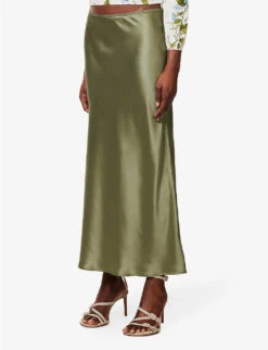 Layla Bias-cut Silk Maxi Skirt -Closet By She R04179539 ARTICHOKE ALT02