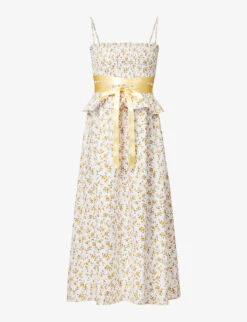 Miles Ruffle-trim Bow-embellished Linen Midi Dress
