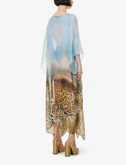 Roberto Cavalli Graphic-print V-neck Silk Maxi Dress -Closet By She R04179643 MULTICOLOUR ALT03