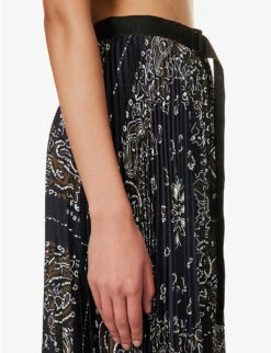 Sacai Pleated Paisley-print Woven Midi Skirt 11 Sacai Pleated Paisley-print Woven Midi Skirt -Closet By She R04180387 NAVY ALT04