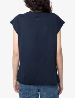 Zadig & Voltaire Cecilia Moon Graphic-print Cotton T-shirt -Closet By She R04180441 ENCRE ALT03