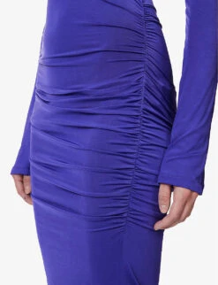 Victoria Beckham Slim-fit Ruched-sides Stretch-woven Midi Dress 13 Victoria Beckham Slim-fit Ruched-sides Stretch-woven Midi Dress -Closet By She R04180533 IRISBLUE ALT05