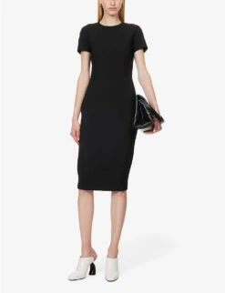Victoria Beckham Slim-fit Round-neck Stretch-woven Midi Dress -Closet By She R04180535 BLACK ALT01