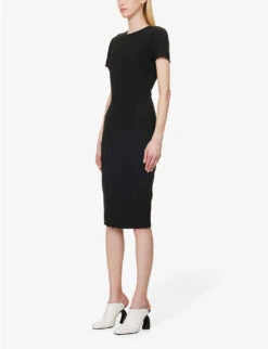 Victoria Beckham Slim-fit Round-neck Stretch-woven Midi Dress -Closet By She R04180535 BLACK ALT02