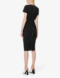 Victoria Beckham Slim-fit Round-neck Stretch-woven Midi Dress -Closet By She R04180535 BLACK ALT03