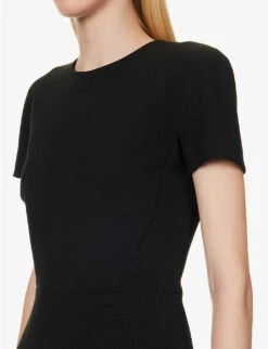Victoria Beckham Slim-fit Round-neck Stretch-woven Midi Dress -Closet By She R04180535 BLACK ALT04