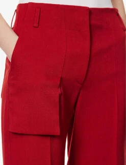Victoria Beckham Utility Straight-leg Mid-rise Woven Trousers -Closet By She R04180547 POPPYRED ALT04