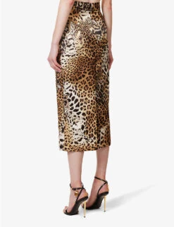 Roberto Cavalli Leopard-print High-rise Satin Midi Skirt -Closet By She R04180668 MULTICOLOUR ALT03
