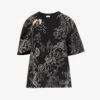 Dries Van Noten Brooch-embellished Floral-print Cotton T-shirt -Closet By She R04180735 BLACK M