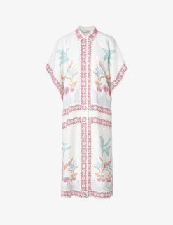 By Malina Minella Abstract-print Linen-blend Midi Dress