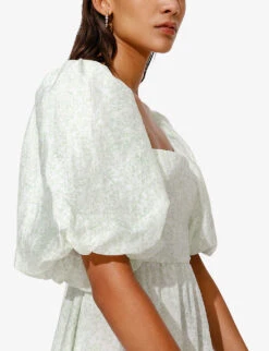 By Malina Amina Puff-sleeve Woven Maxi Dress 9 By Malina Amina Puff-sleeve Woven Maxi Dress -Closet By She R04180760 FLORALMISTMINT ALT03