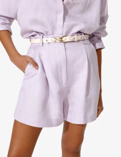 By Malina Edita High-rise Linen-blend Shorts -Closet By She R04180775 VIOLET ALT04