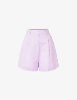 By Malina Edita High-rise Linen-blend Shorts