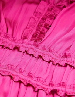 THE KOOPLES Ruffle-neck Gathered-waist Woven Mini Dress 11 THE KOOPLES Ruffle-neck Gathered-waist Woven Mini Dress -Closet By She R04181785 PINK ALT04