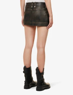 Dion Lee Biker Mid-rise Leather Mini Skirt -Closet By She R04181840 BURNISHEDBLACK ALT03