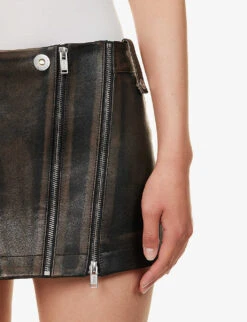 Dion Lee Biker Mid-rise Leather Mini Skirt -Closet By She R04181840 BURNISHEDBLACK ALT04