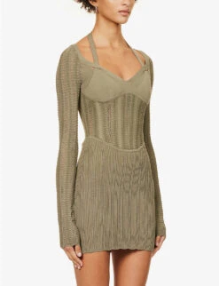 Dion Lee Snake Corset-bodice Knitted Mini Dress -Closet By She R04181854 SAGE ALT02