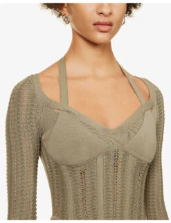 Dion Lee Snake Corset-bodice Knitted Mini Dress -Closet By She R04181854 SAGE ALT04