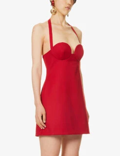 Magda Butrym Sweetheart-neck Structured-cup Wool Mini Dress -Closet By She R04183246 RED ALT02