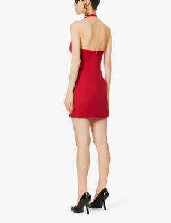 Magda Butrym Sweetheart-neck Structured-cup Wool Mini Dress -Closet By She R04183246 RED ALT03