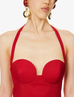 Magda Butrym Sweetheart-neck Structured-cup Wool Mini Dress -Closet By She R04183246 RED ALT04