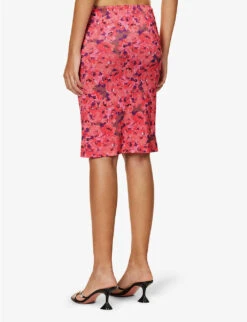 Chalala Floral-pattern Stretch-woven Midi Skirt -Closet By She R04183784 PINKANDPURPLE ALT03