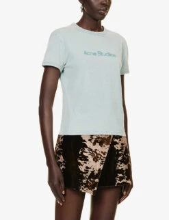 Acne Studios Etza Brand-print Cotton T-shirt 9 Acne Studios Etza Brand-print Cotton T-shirt -Closet By She R04184339 POWDERBLUE ALT02