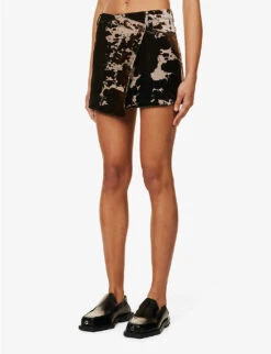 Acne Studios Irinna Cow-print Velour Mini Skirt -Closet By She R04184344 DARKBROWN ALT02