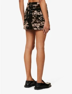 Acne Studios Irinna Cow-print Velour Mini Skirt -Closet By She R04184344 DARKBROWN ALT03