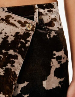 Acne Studios Irinna Cow-print Velour Mini Skirt -Closet By She R04184344 DARKBROWN ALT04