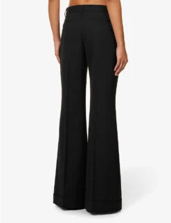 Acne Studios Pinna Flared Mid-rise Woven Trousers -Closet By She R04185163 BLACK ALT03