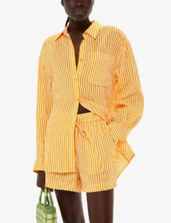 Whistles Sunshine Stripe Linen And Cotton-blend Shorts -Closet By She R04186331 MULTICOLOURED ALT02