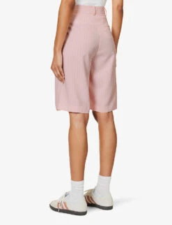 Vivian Striped High-rise Woven Shorts -Closet By She R04186469 PINKPINSTRIPE ALT03