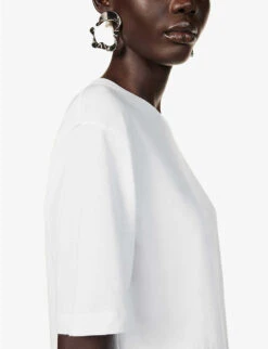 Dries Van Noten Round-neck Relaxed-fit Cotton-jersey T-shirt -Closet By She R04186665 WHITE ALT04