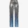 Dua Ombré Sequin-embellished Straight-leg Mid-rise Woven Trousers 2 Dua Ombré Sequin-embellished Straight-leg Mid-rise Woven Trousers -Closet By She R04186748 SILVER M
