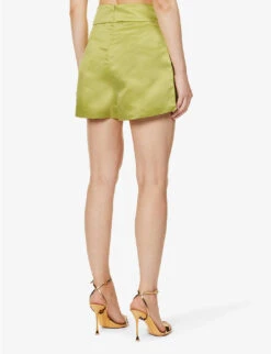Chain-detail High-rise Satin Shorts -Closet By She R04186757 GREEN ALT03