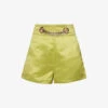 Chain-detail High-rise Satin Shorts 1 Chain-detail High-rise Satin Shorts -Closet By She R04186757 GREEN M