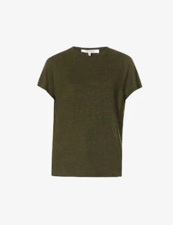 FRAME Easy True Distressed-trim Organic-linen T-shirt