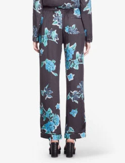 THE KOOPLES Floral-print Straight-leg High-rise Woven Trousers 10 THE KOOPLES Floral-print Straight-leg High-rise Woven Trousers -Closet By She R04187717 BLACKBLUE ALT03