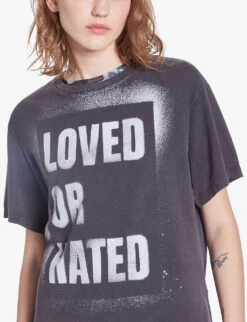 THE KOOPLES Logo Text-print Cotton-jersey T-shirt -Closet By She R04187731 BLACKWASHED ALT04