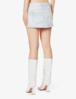 Abra Logo-embroidered Denim Mini Skirt -Closet By She R04189005 SKYBLUE ALT03