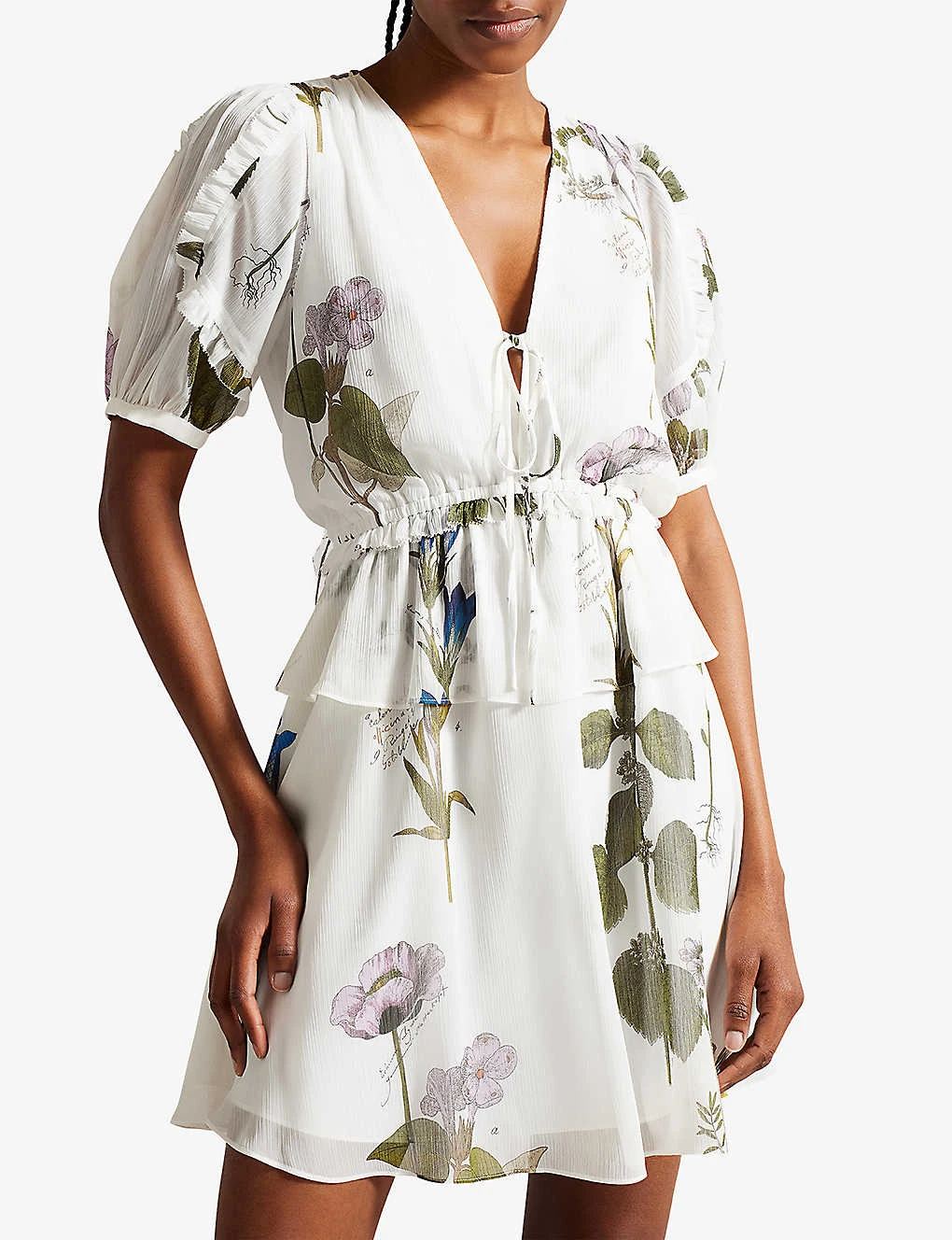 Ted Baker Jaliyaa Floral-print Puff-sleeved Recycled Polyester-blend Mini Dress 5 Ted Baker Jaliyaa Floral-print Puff-sleeved Recycled Polyester-blend Mini Dress - Image 3