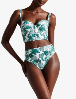 Ted Baker Nayome Cupped Floral-print Bikini Top -Closet By She R04189306 GREEN ALT02