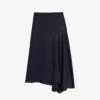 Ted Baker Francic High-waisted Asymmetric Stretch-satin Midi Skirt -Closet By She R04189320 NAVY M