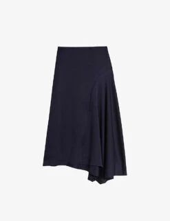 Ted Baker Francic High-waisted Asymmetric Stretch-satin Midi Skirt