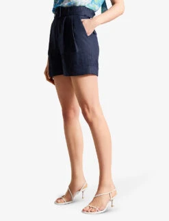 Ted Baker Reeane Belted Linen Shorts -Closet By She R04189331 NAVY ALT02