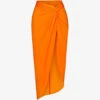 Knot-front Split-leg Recycled Stretch-nylon Sarong -Closet By She R04189631 ORANGE M