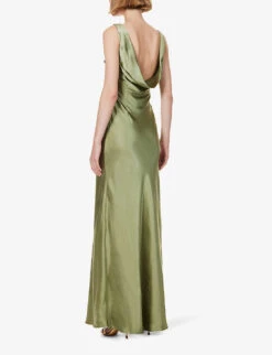 Cowl-back Sleeveless Satin Maxi Dress 10 Cowl-back Sleeveless Satin Maxi Dress -Closet By She R04189829 MOSSGREEN ALT03