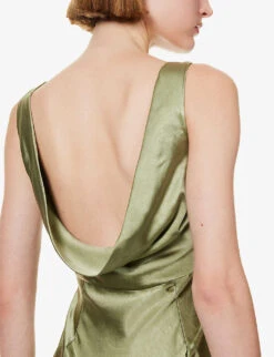 Cowl-back Sleeveless Satin Maxi Dress 11 Cowl-back Sleeveless Satin Maxi Dress -Closet By She R04189829 MOSSGREEN ALT04
